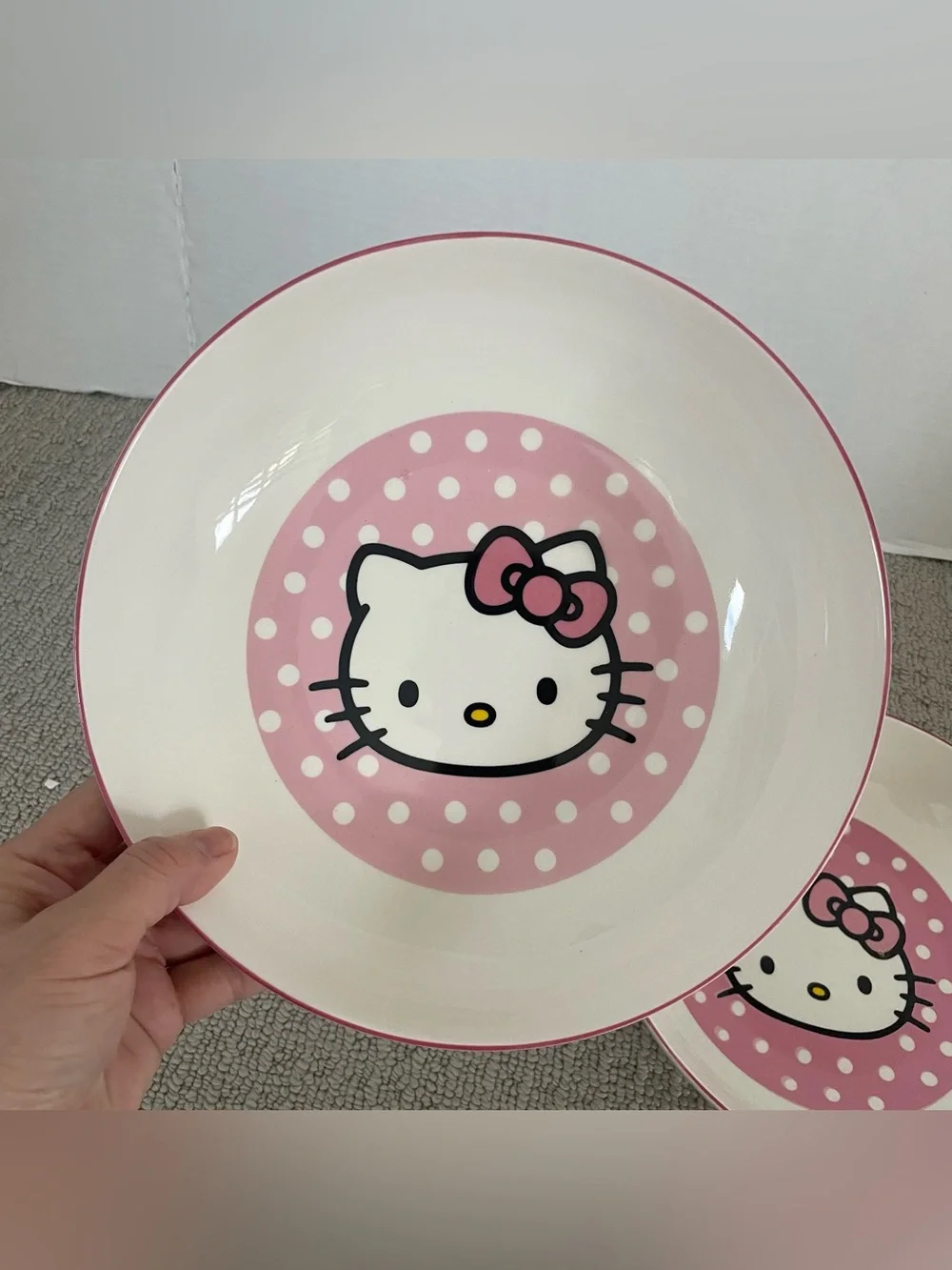2 new hello kitty pink polka dot bowls